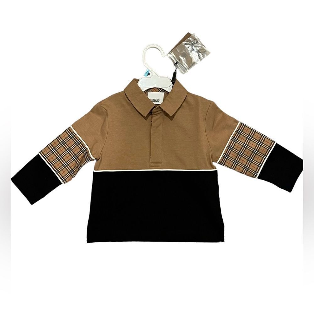 Burberry Beige & Black Checker Baby Polo, Long Sleeves, NWT, 18 mo